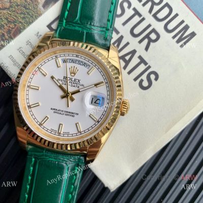 Swiss V3 Rolex Day-Date 118138 Yellow Gold White Dial 36mm Men Watch